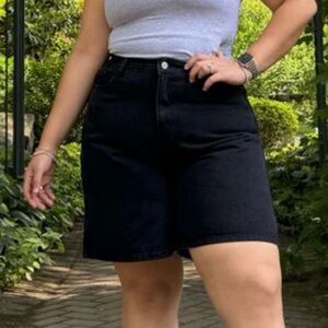 *SOLD* Shiny By Nature Black Denim Shorts - 3XL